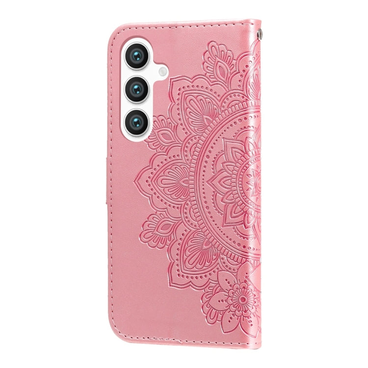 For Samsung Galaxy S25 5G Seven-petal Flowers Embossing Leather Phone Case(Rose Gold)