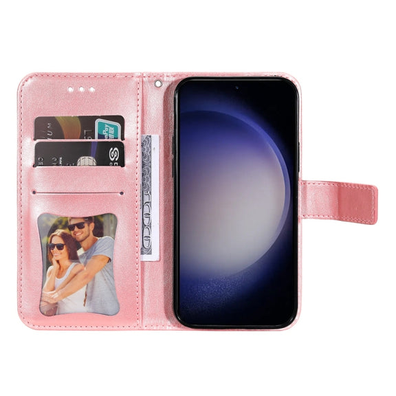 For Samsung Galaxy S25 5G Seven-petal Flowers Embossing Leather Phone Case(Rose Gold)