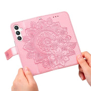For Samsung Galaxy S25 5G Seven-petal Flowers Embossing Leather Phone Case(Rose Gold)