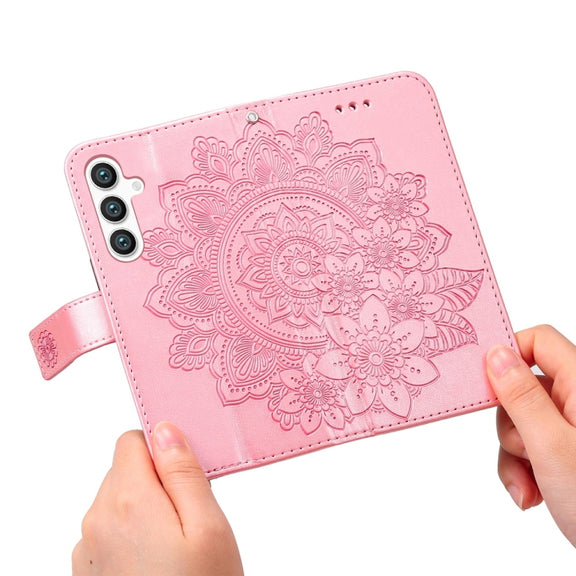For Samsung Galaxy S25 5G Seven-petal Flowers Embossing Leather Phone Case(Rose Gold)