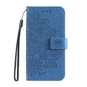 For Samsung Galaxy S25+ 5G Seven-petal Flowers Embossing Leather Phone Case(Blue)