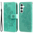 For Samsung Galaxy S25+ 5G Seven-petal Flowers Embossing Leather Phone Case(Green) - Galaxy S25+ 5G Cases by PMC Jewellery | Online Shopping South Africa | PMC Jewellery | Buy Now Pay Later Mobicred