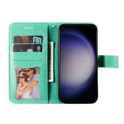 For Samsung Galaxy S25+ 5G Seven-petal Flowers Embossing Leather Phone Case(Green)