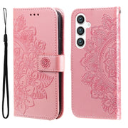 For Samsung Galaxy S25+ 5G Seven-petal Flowers Embossing Leather Phone Case(Rose Gold)