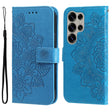 For Samsung Galaxy S25 Ultra 5G Seven-petal Flowers Embossing Leather Phone Case(Blue) - Galaxy S25 Ultra 5G Cases by PMC Jewellery | Online Shopping South Africa | PMC Jewellery | Buy Now Pay Later Mobicred