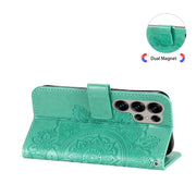 For Samsung Galaxy S25 Ultra 5G Seven-petal Flowers Embossing Leather Phone Case(Green)