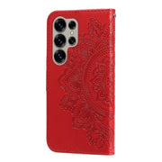 For Samsung Galaxy S25 Ultra 5G Seven-petal Flowers Embossing Leather Phone Case(Red)