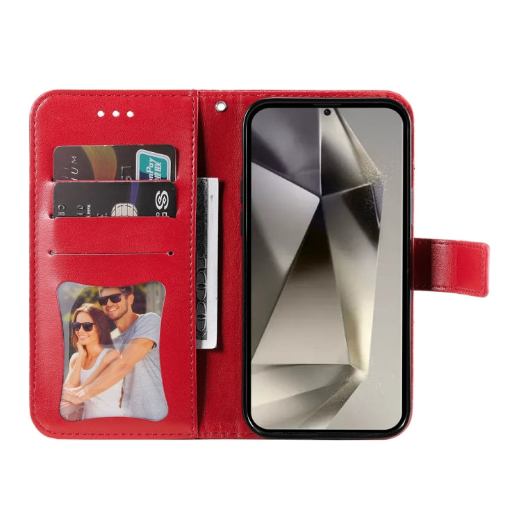 For Samsung Galaxy S25 Ultra 5G Seven-petal Flowers Embossing Leather Phone Case(Red)