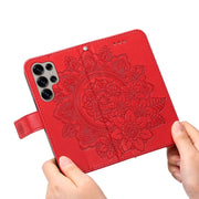 For Samsung Galaxy S25 Ultra 5G Seven-petal Flowers Embossing Leather Phone Case(Red)