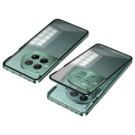 For OnePlus Ace 3 Pro Snap Buckle Single-sided Metal Frame Frosted Phone Case(Dark Green)