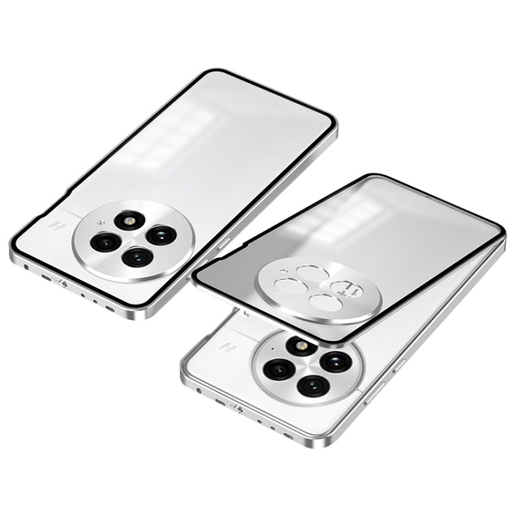 For OnePlus 13 Snap Buckle Single-sided Metal Frame Frosted Phone Case(Silver)