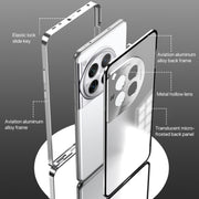 For OnePlus 13 Snap Buckle Single-sided Metal Frame Frosted Phone Case(Space Black)