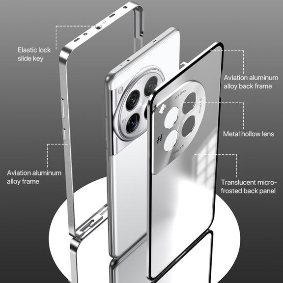 For OnePlus 13 Snap Buckle Single-sided Metal Frame Frosted Phone Case(Space Black)