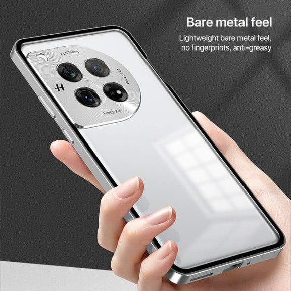 For OnePlus 13 Snap Buckle Single-sided Metal Frame Frosted Phone Case(Silver)