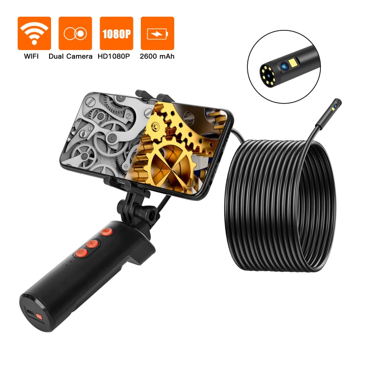 F280 8mm 1080P IP68 Water-resistant Dual Camera WiFi Digital Endoscope, Length:2m Hard Cable(Black)