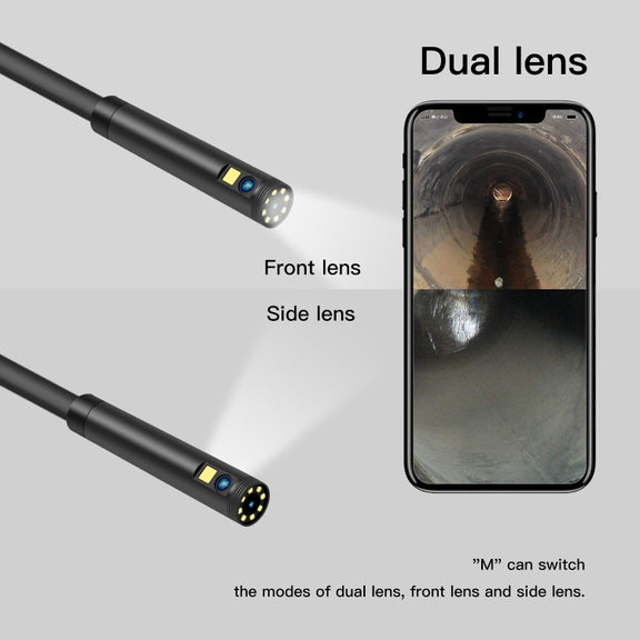 F280 8mm 1080P IP68 Water-resistant Dual Camera WiFi Digital Endoscope, Length:2m Hard Cable(Black)