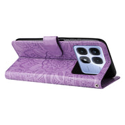 For Redmi K70 Ultra Embossed Sunflower Leather Phone Case(Purple)