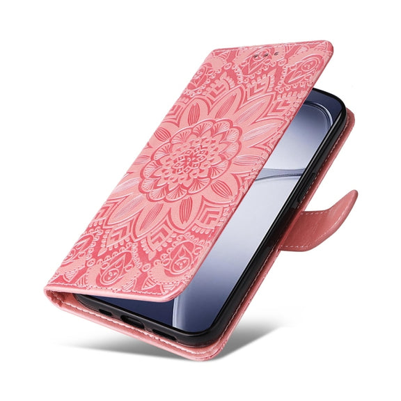 For Redmi K70 Ultra Embossed Sunflower Leather Phone Case(Rose Gold)