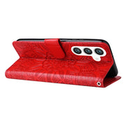 For Samsung Galaxy S25+ 5G Embossed Sunflower Leather Phone Case(Red)