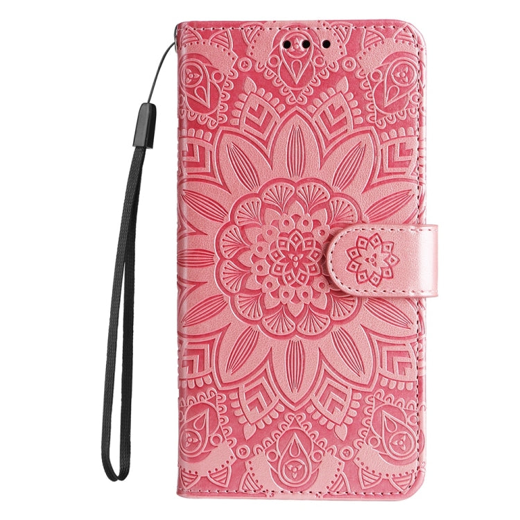For Samsung Galaxy S25+ 5G Embossed Sunflower Leather Phone Case(Rose Gold)