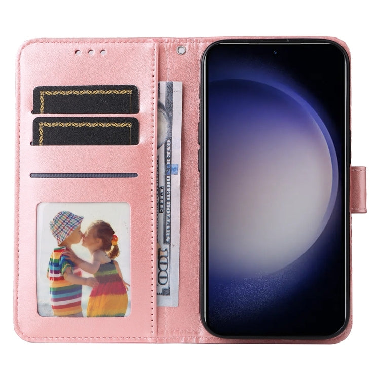 For Samsung Galaxy S25+ 5G Embossed Sunflower Leather Phone Case(Rose Gold)