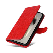 For Samsung Galaxy S25 Ultra 5G Embossed Sunflower Leather Phone Case(Red)