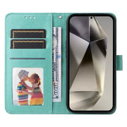 For Samsung Galaxy S25 Ultra 5G Embossed Sunflower Leather Phone Case(Green)