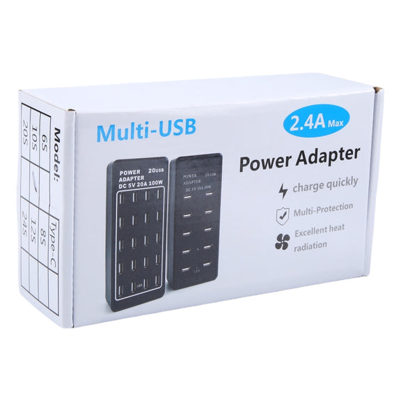 DC 5V 10A 50W 10 USB Multi Port Charger Adapter, Plug:US Plug