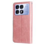 For Redmi K70 Ultra Fashion Calf Texture Zipper Leather Phone Case(Rose Gold)