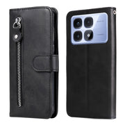 For Redmi K70 Ultra Fashion Calf Texture Zipper Leather Phone Case(Black)