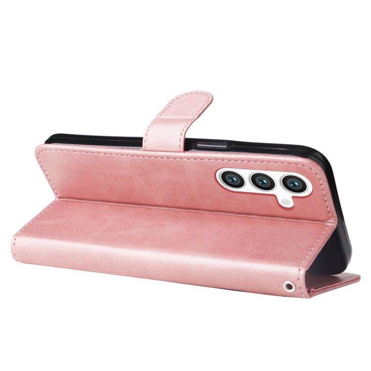 For Samsung Galaxy S25 5G Fashion Calf Texture Zipper Leather Phone Case(Rose Gold)
