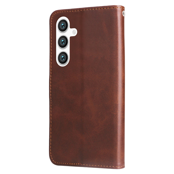 For Samsung Galaxy S25 5G Fashion Calf Texture Zipper Leather Phone Case(Brown)