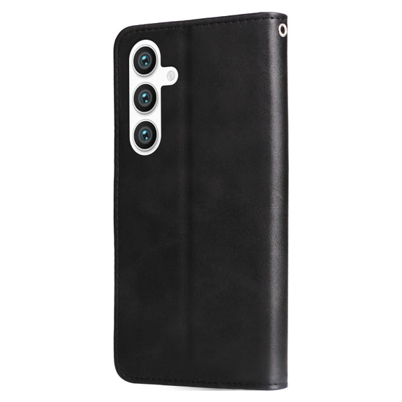 For Samsung Galaxy S25 5G Fashion Calf Texture Zipper Leather Phone Case(Black)