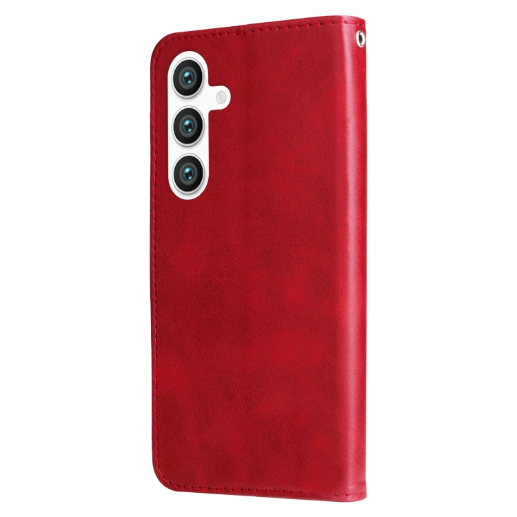 For Samsung Galaxy S25 5G Fashion Calf Texture Zipper Leather Phone Case(Red)
