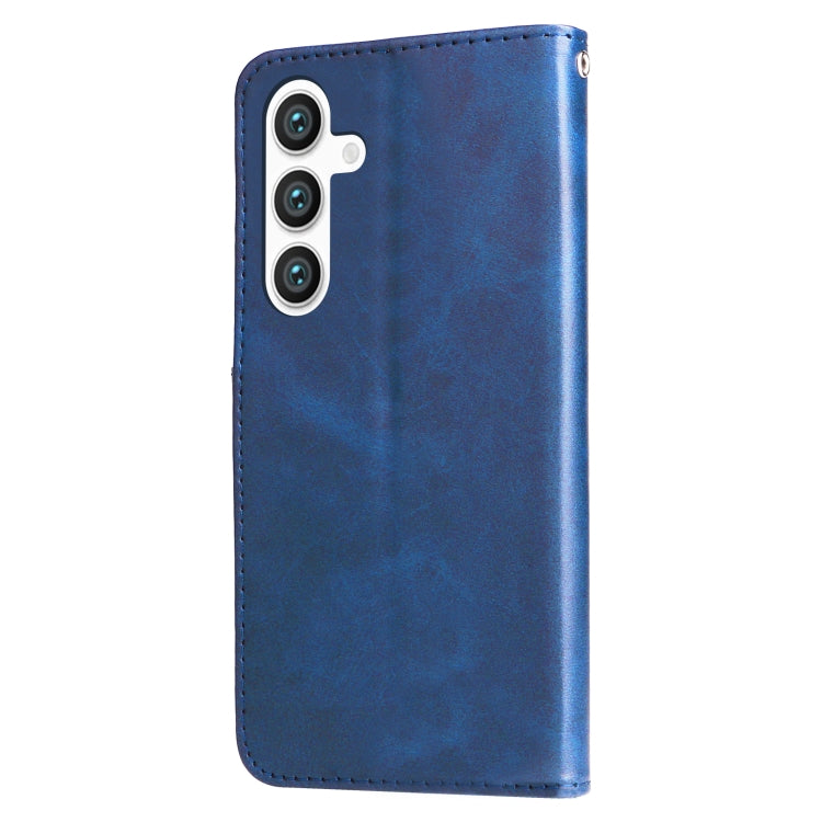 For Samsung Galaxy S25+ 5G Fashion Calf Texture Zipper Leather Phone Case(Blue)