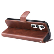 For Samsung Galaxy S25+ 5G Fashion Calf Texture Zipper Leather Phone Case(Brown)