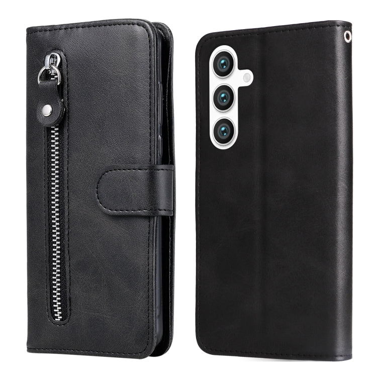 For Samsung Galaxy S25+ 5G Fashion Calf Texture Zipper Leather Phone Case(Black)