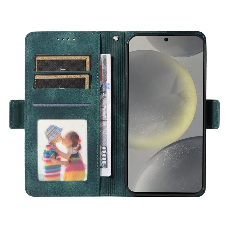 For Samsung Galaxy S25 5G Embossed Rhombus Starry Leather Phone Case(Green)