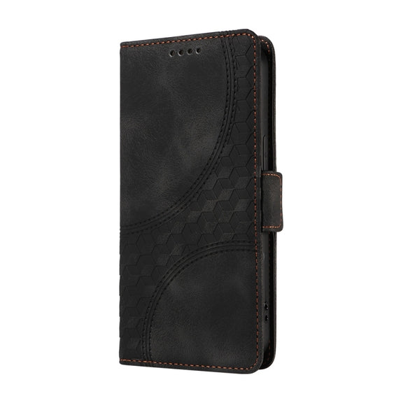 For Samsung Galaxy S25 5G Embossed Rhombus Starry Leather Phone Case(Black)