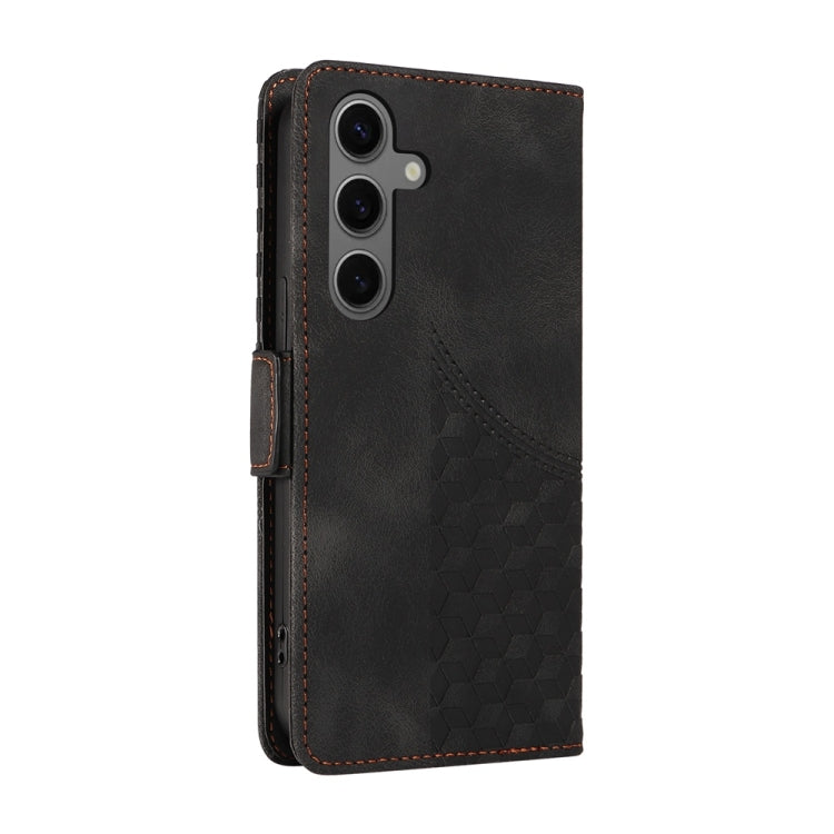 For Samsung Galaxy S25 5G Embossed Rhombus Starry Leather Phone Case(Black)