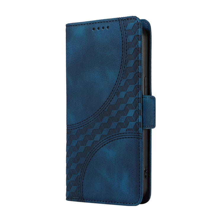 For Samsung Galaxy S25+ 5G Embossed Rhombus Starry Leather Phone Case(Blue)