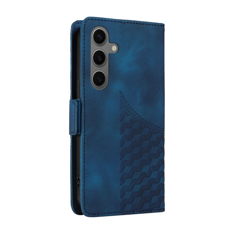 For Samsung Galaxy S25+ 5G Embossed Rhombus Starry Leather Phone Case(Blue)