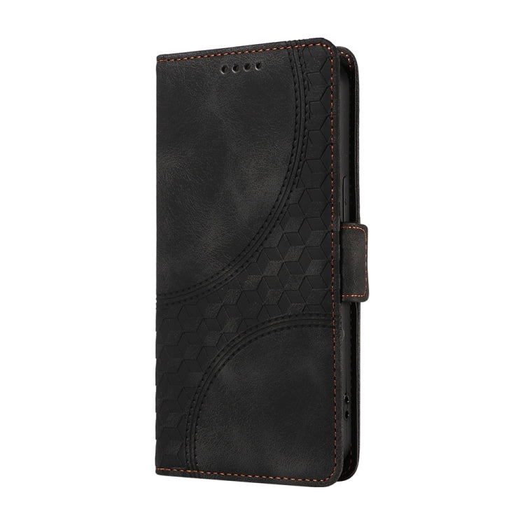 For Samsung Galaxy S25+ 5G Embossed Rhombus Starry Leather Phone Case(Black)