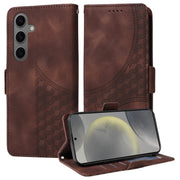 For Samsung Galaxy S25+ 5G Embossed Rhombus Starry Leather Phone Case(Brown)
