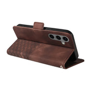 For Samsung Galaxy S25+ 5G Embossed Rhombus Starry Leather Phone Case(Brown)