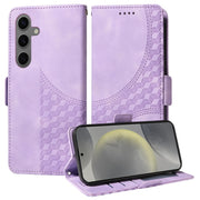For Samsung Galaxy S25+ 5G Embossed Rhombus Starry Leather Phone Case(Purple)