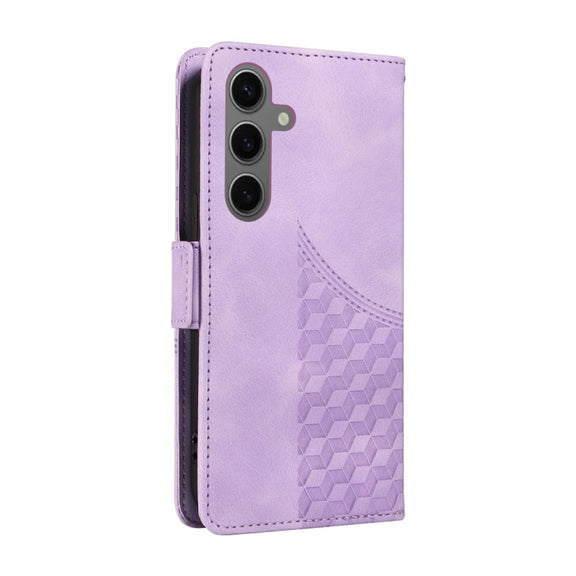 For Samsung Galaxy S25+ 5G Embossed Rhombus Starry Leather Phone Case(Purple)