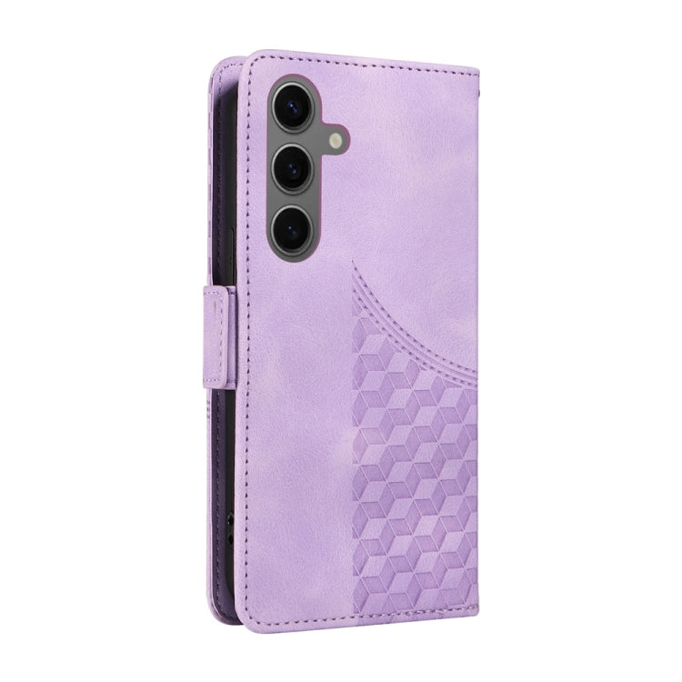 For Samsung Galaxy S25+ 5G Embossed Rhombus Starry Leather Phone Case(Purple)