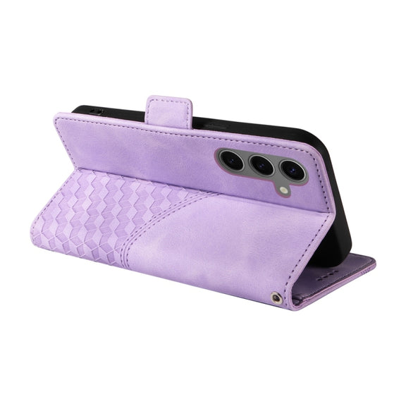 For Samsung Galaxy S25+ 5G Embossed Rhombus Starry Leather Phone Case(Purple)