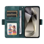 For Samsung Galaxy S25 Ultra 5G Embossed Rhombus Starry Leather Phone Case(Green)